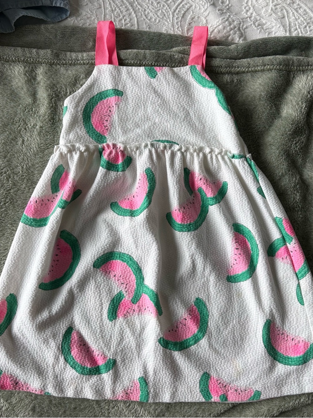 Zara White Sundress with Pink and Green Watermelon Print